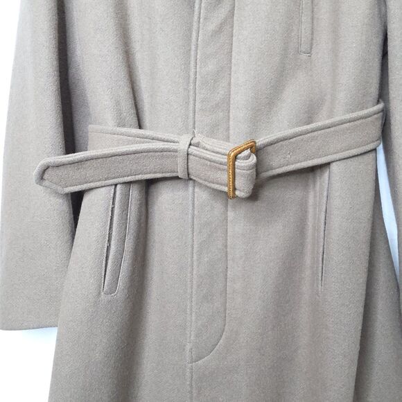 Vintage Wool Campus Trench Coat Lined Button Up Belt Brown Men's Sz 40 Made USA - Picture 7 of 16